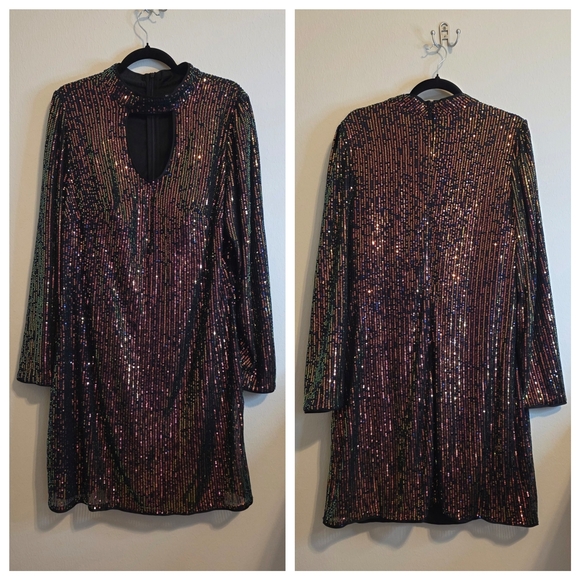 Sequin Long Sleeve Dress - Picture 1 of 9